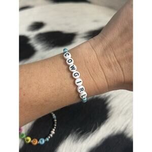 Native American Sterling Cowgirl 3mm 4mm Navajo Pearl Turquoise Stretch Bracelet